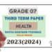 2023(2024) Grade 07 Health 3rd Term Test Paper (English Medium) | North Western Province