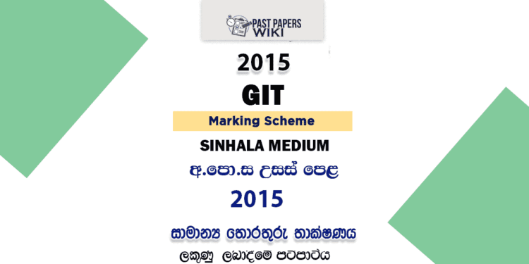 2015 A/L GIT Marking Scheme | Sinhala Medium