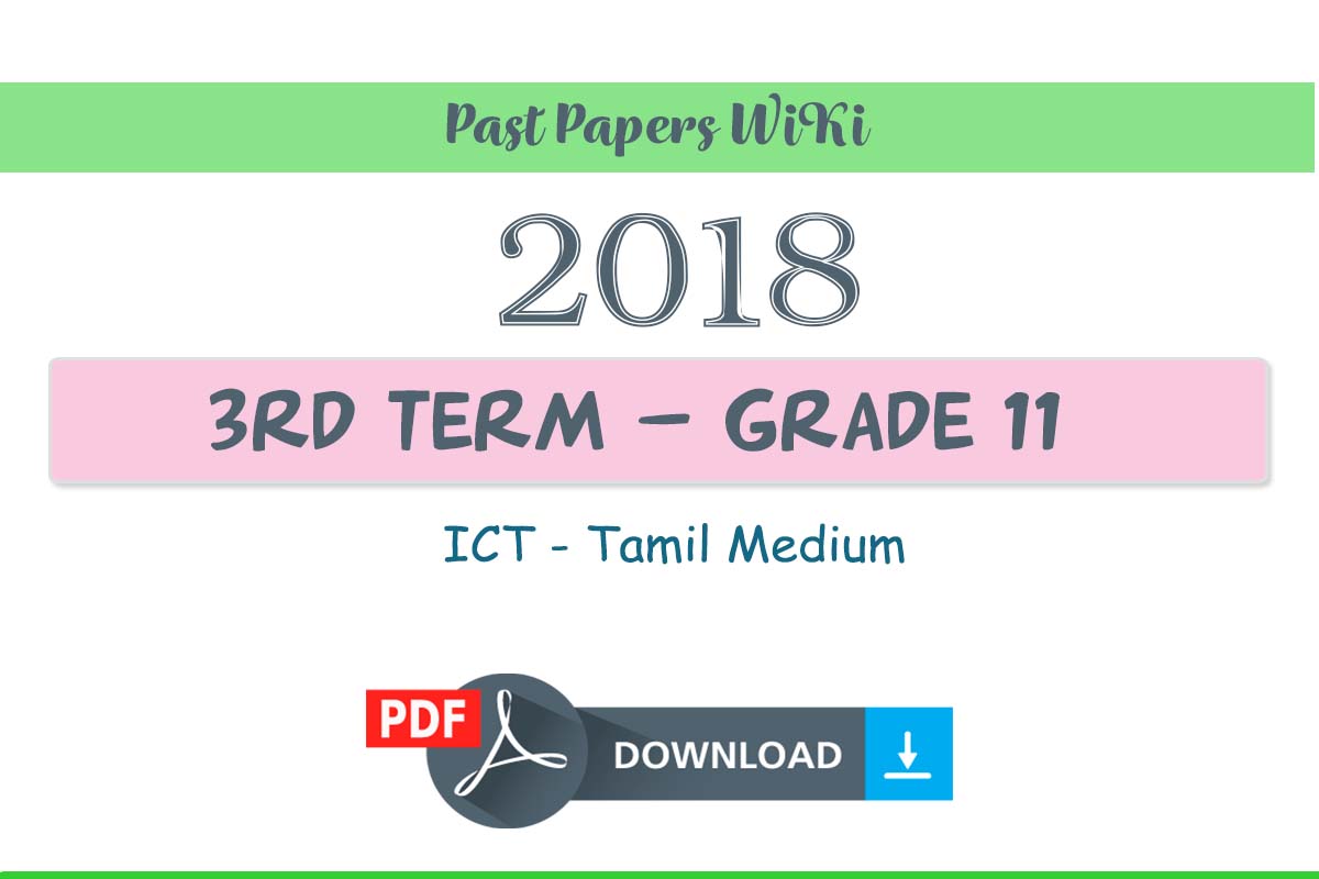 2018 Grade 11 ICT Third Term Test Paper | Tamil medium