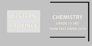 2019 Western Province Chemistry Grade 13 3rd Term Test Paper