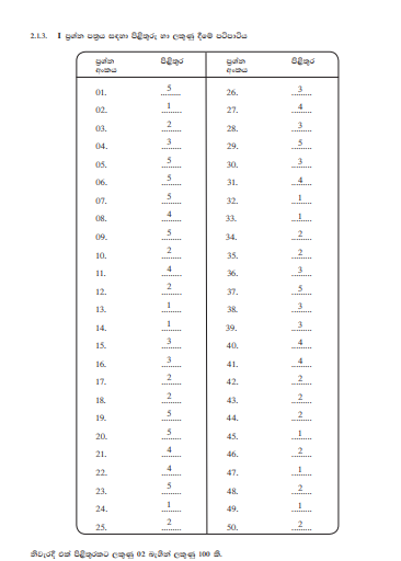 Official G.C.E. 2013 A/L Economics Answer Sheet Sinhala Medium PDF