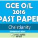 2016 O/L Christianity Past Paper | English Medium