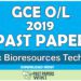 2019 O/L Aquatic Bioresources Technology Past Paper | Tamil Medium