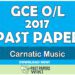 2017 O/L Carnatic Music Past Paper | Tamil Medium