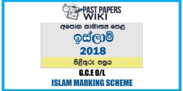 2018 O/L Islam Marking Scheme | Sinhala Medium