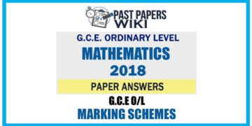 2018 O/L Mathematics Marking Scheme | English Medium
