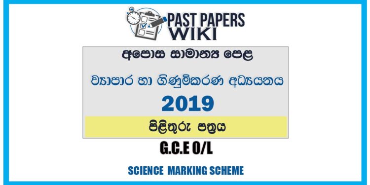 2019 O/L Business & Accounting Studies Marking Scheme | Sinhala Medium