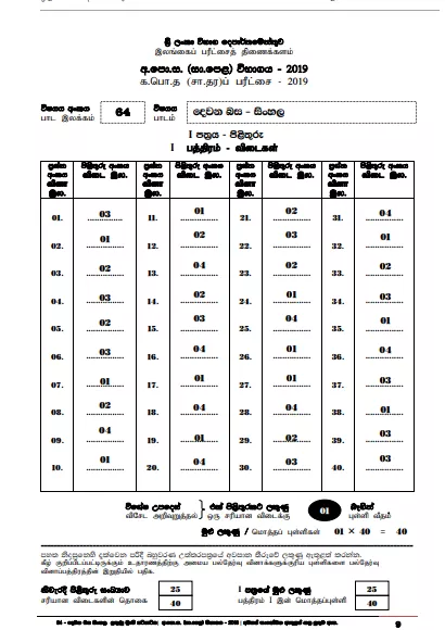 2019 O/L Second Language - Sinhala Marking Scheme | Sinhala Medium
