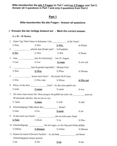 2019 OL German Marking Scheme