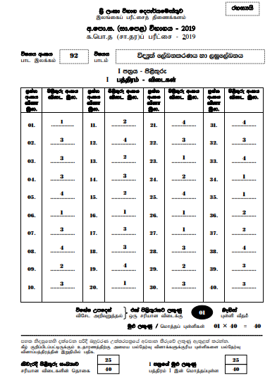 2019 O/L Electronic Writing & Shorthand Marking Scheme | Sinhala Medium