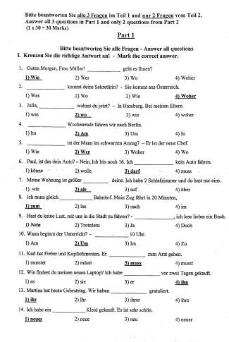 2018 OL German Marking Scheme