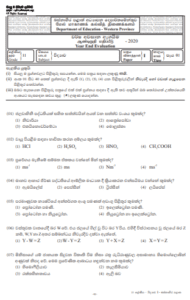 Grade 11 Science Past Paper 2020 (3rd Term Test) | Western Province