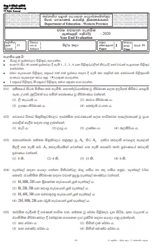 Grade 11 Arts & Crafts Past Paper 2020 (3rd Term Test) | Western Province