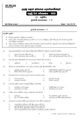 Grade 11 Citizenship Paper 2020 (1st Term Test) | Southern Province