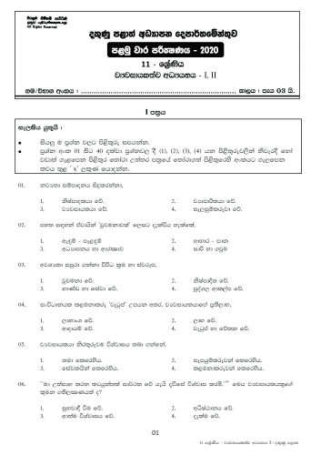 Grade 11 Entrepreneurship Studies Paper 2020 (1st Term Test) | Southern Province