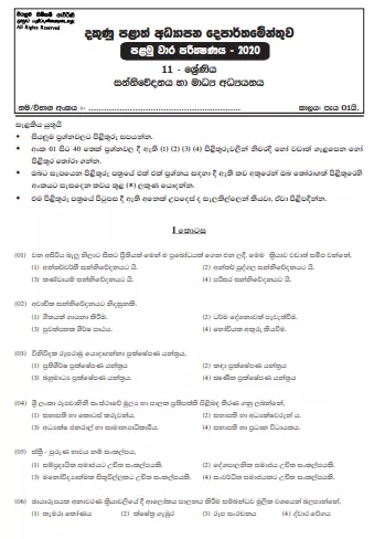 Grade 11 Communication And Media Studies Paper 2020 (1st Term Test) | Southern Province