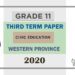 Grade 11 Civic Education Past Paper 2020 (3rd Term Test) | Western Province