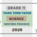 Grade 11 Science Past Paper 2020 (3rd Term Test) | Western Province