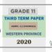 Grade 11 Home Science Paper 2020 (3rd Term Test) | Western Province