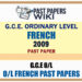 2009 O/L French Past Paper