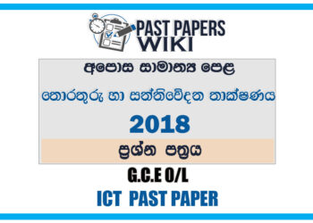 2018 O/L Information And Communication Technology Past Paper | Sinhala Medium
