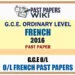2016 O/L French Past Paper