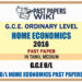 2016 O/L Home Economics Past Paper | Tamil Medium