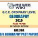 2019 O/L Geography Past Paper | English Medium