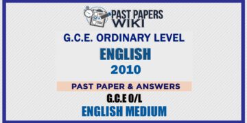 2010 O/L English Past Paper and Answers | English Medium