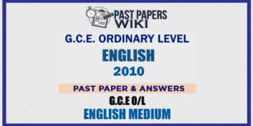 2010 O/L English Past Paper and Answers | English Medium