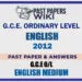 2012 O/L English Past Paper and Answers | English Medium