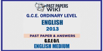 2013 O/L English Past Paper and Answers | English Medium