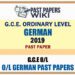 2019 O/L German Past Paper