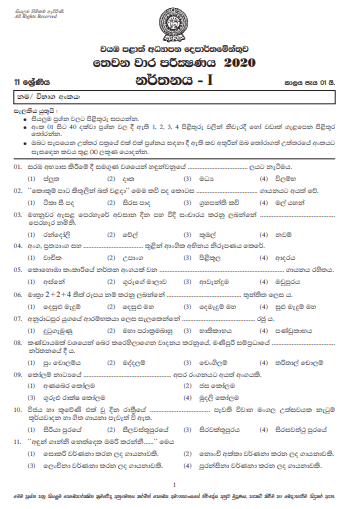 Grade 11 Dancing Paper 2020 (3rd Term Test) | North Western Province