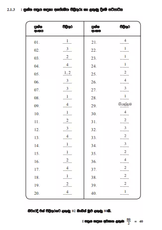 2016 O/L Science Marking Scheme | Sinhala Medium