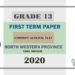 Grade 13 Common General Test 1st Term Test Paper 2020 | North Western Province