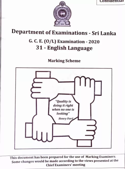 Download G.C.E O/L English Answers 2020