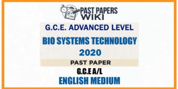 2020 A/L Bio Systems Technology Past Paper | English Medium