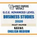 2020 A/L Business Studies Past Paper | English Medium