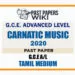 2020 A/L Carnatic Music Past Paper