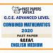 2020 A/L Combined Mathematics Past Paper | English Medium