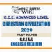 2020 A/L Christian Civilization Past Paper | English Medium