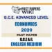 2020 A/L Economics Past Paper | English Medium
