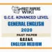 2020 A/L General English Past Paper | English Medium