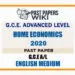 2020 A/L Home Economics Past Paper | English Medium