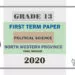 Grade 13 Political Science 1st Term Test Paper 2020 | North Western Province