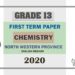 Grade 13 Chemistry 1st Term Test Paper 2020 | North Western Province