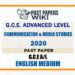 2020 A/L Communication And Media Studies Past Paper | English Medium