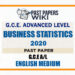 2020 A/L Business Statistics Past Paper | English Medium