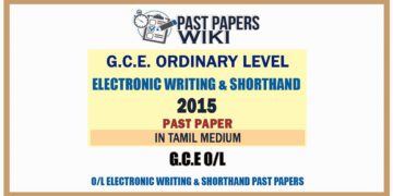 2015 O/L Electronic Writing And Shorthand Past Paper | Tamil Medium